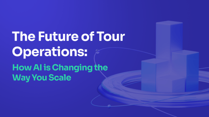 A 3D bar chart graphic highlighting how AI in tour operations is changing the way travel businesses scale.